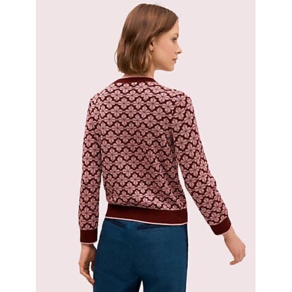 NWT Kate Spade Flower Cardigan in Deep Fig Purple XXS - Picture 2 of 5